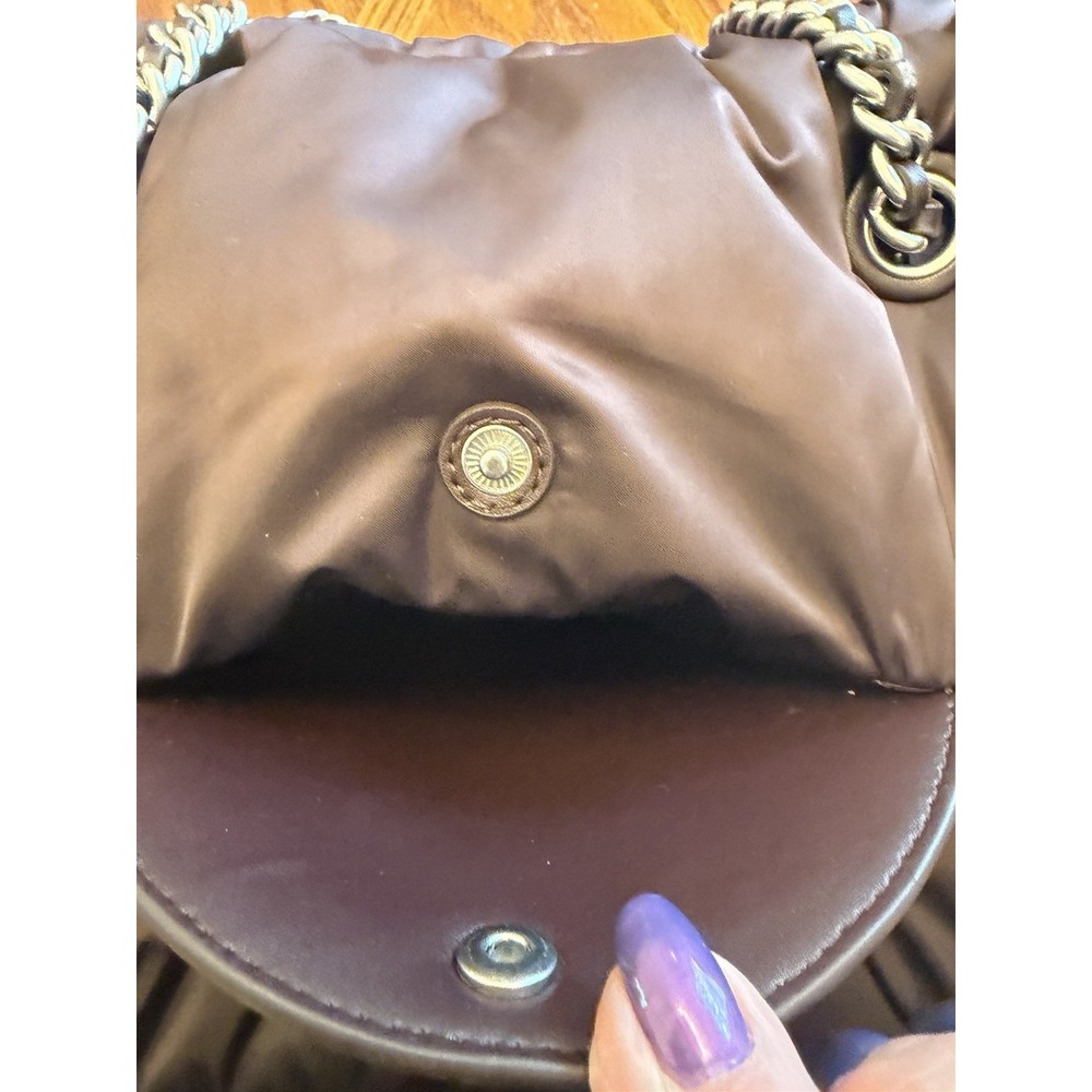 Tory Burch Ella Puffy Chain Tote Brown Tempranillo Nylon Bag Large - Picture 7 of 13